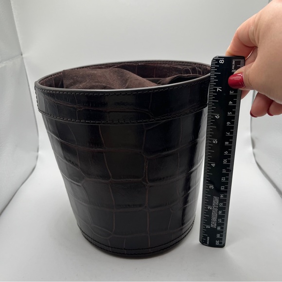 NWT New Staud Britt Croc-Effect Leather & Suede Bucket Bag Brown $375 - Picture 4 of 11